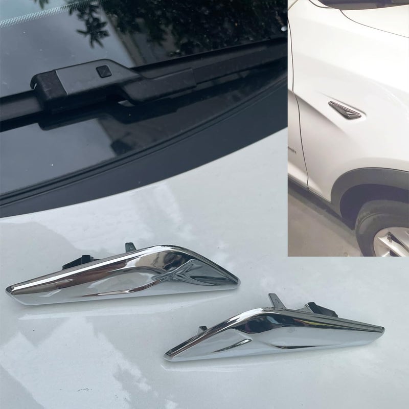 Vehjunc Front Side Fender Trim Chrome Finisher side marker Emblem Moulding fits BMW X3 X4 F25 F26 Replaces# 51117338569 51117338570 - Image 2